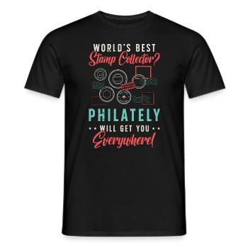 Stamp Collector World's Best Stamp Philatelist - Männer T-Shirt - Schwarz - Vorne - AI Model Male 178 light (178cm)