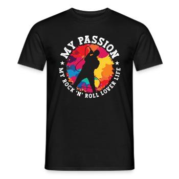 Rock N Roll Ma passion Mon Rock 'N' Roll Musique des années 80 - T-shirt homme - noir - Devant - AI Model Male 178 light (178cm)