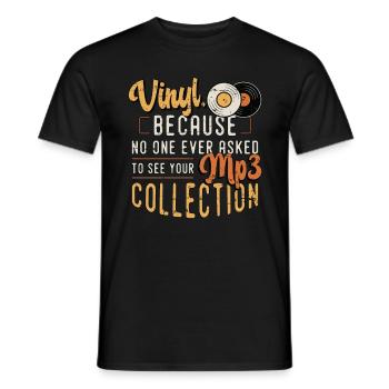 Vinyle parce que personne n’a jamais demandé à un collectionneur de disques - T-shirt homme - noir - Devant - AI Model Male 178 light (178cm)