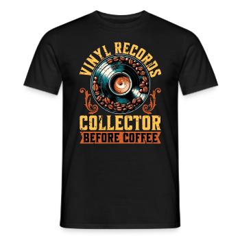 Disques vinyles Musique rétro Amateur de café Collector - T-shirt homme - noir - Devant - AI Model Male 178 light (178cm)