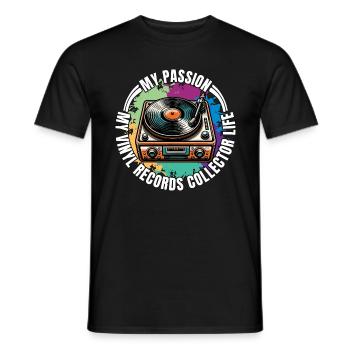 Disques vinyles Ma passion Mon amateur de lecteur de vinyle - T-shirt homme - noir - Devant - AI Model Male 178 light (178cm)