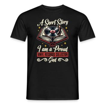 Disques vinyles Une petite histoire Je suis collectionneur de disques - T-shirt homme - noir - Devant - AI Model Male 178 light (178cm)