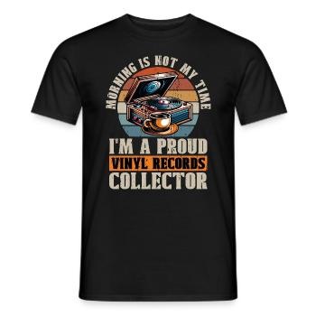 Vinyl Records Morning n’est pas mon temps Amateur de vinyle - T-shirt homme - noir - Devant - AI Model Male 178 light (178cm)