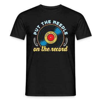 Les disques vinyles mettent l’aiguille sur le lecteur de vinyle - T-shirt homme - noir - Devant - AI Model Male 178 light (178cm)