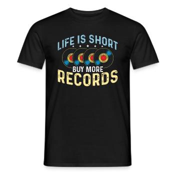 La vie des disques vinyles est courte Acheter plus de lecteur vinyle - T-shirt homme - noir - Devant - AI Model Male 178 light (178cm)