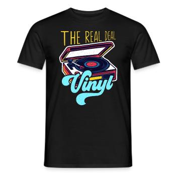 Disques vinyles La vraie affaire Vinyle Musique rétro - T-shirt homme - noir - Devant - AI Model Male 178 light (178cm)