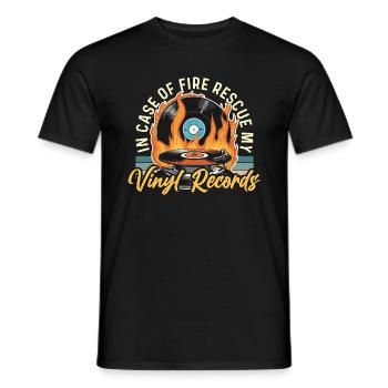 Disques vinyles en cas d’incendie Rescue Musique rétro - T-shirt homme - noir - Devant - AI Model Male 178 light (178cm)