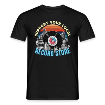 Les disques vinyles soutiennent votre collectionneur de disques local - T-shirt homme - noir - Devant - AI Model Male 178 light (178cm)