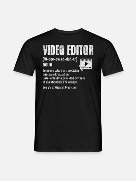 Éditeur vidéo Définition amusante Cinématographie - T-shirt homme - noir