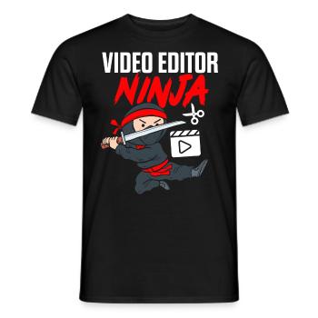 Video-Editor Ninja Lustiges Videofilmer-Video - Männer T-Shirt - Schwarz - Vorne - AI Model Male 178 light (178cm)