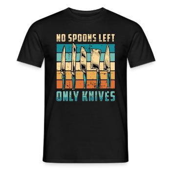 Blade Forging No Spoons Left Knife Making Retro - Men's T-Shirt - black - Front - AI Model Male 178 light (178cm)