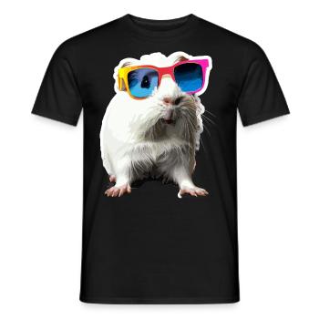 Niedliches Meerschweinchen Chilt mit Sonnenbrille - Männer T-Shirt - Schwarz - Vorne - AI Model Male 178 light (178cm)