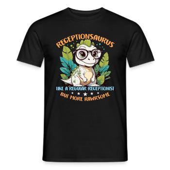 Receptionist Receptionsaurus Like A Office Worker - Men's T-Shirt - black - Front - AI Model Male 178 light (178cm)
