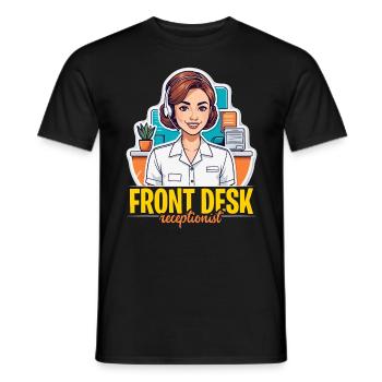 Réceptionniste Réceptionniste Réceptionniste Employé de bureau - T-shirt homme - noir - Devant - AI Model Male 178 light (178cm)