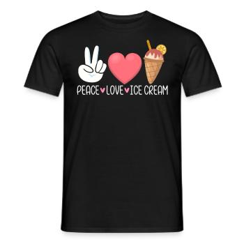 Peace Love Ice Cream Frozen Dessert Summer Snacks - Men's T-Shirt - black - Front - AI Model Male 178 light (178cm)