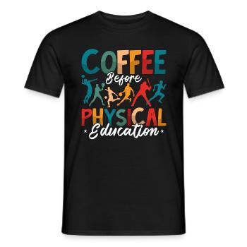 Instructeur d’éducation physique Café avant l’éducation physique Amateur de café - T-shirt homme - noir - Devant - AI Model Male 178 light (178cm)