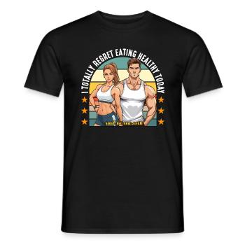 Health Coach I Totally Regret Eating Fitness Coach - Men's T-Shirt - black - Front - AI Model Male 178 light (178cm)