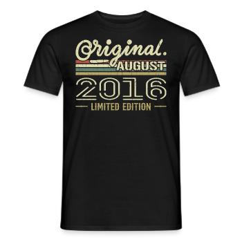 August 2016 Birthday August 2016 August 2016 Retro - Men's T-Shirt - black - Front - AI Model Male 178 light (178cm)
