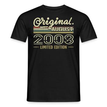 Août 2008 Anniversaire Août 2008 August 2008 Rétro - T-shirt homme - noir - Devant - AI Model Male 178 light (178cm)
