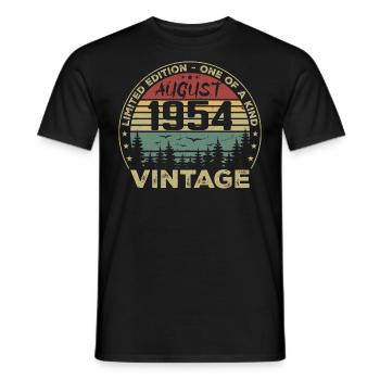 Vintage 1954 Millésime Août 1954 August 1954 Août - Men's T-Shirt - black - Front - AI Model Male 178 light (178cm)