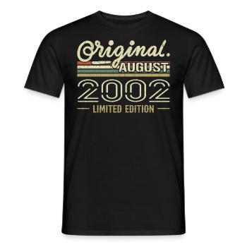 August 2002 Geburtstag August 2002 August 2002 Retro - Männer T-Shirt - Schwarz - Vorne - AI Model Male 178 light (178cm)