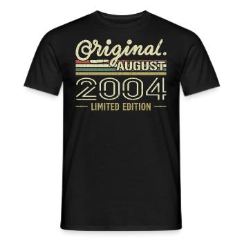 Août 2004 Anniversaire Août 2004 August 2004 Rétro - T-shirt homme - noir - Devant - AI Model Male 178 light (178cm)