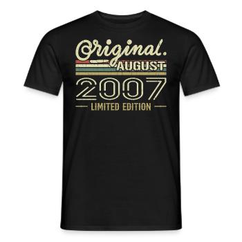 Août 2007 Anniversaire Août 2007 August 2007 Rétro - T-shirt homme - noir - Devant - AI Model Male 178 light (178cm)