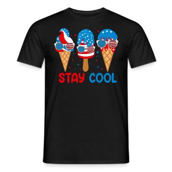 Restez au frais 4 juillet Ice Cream USA Drapeau Été - T-shirt homme - noir - Devant - AI Model Male 178 light (178cm)