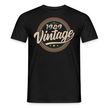 1989 Vintage 1989 Birthday Gift - Retro Style 1989 - T-shirt homme - noir - Devant - AI Model Male 178 light (178cm)