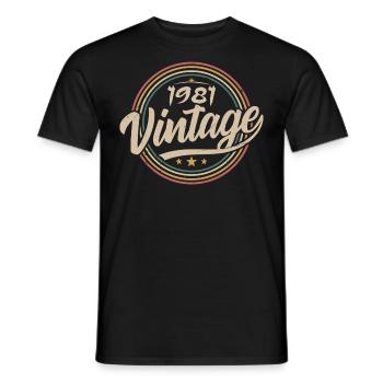 1981 Vintage 1981 Birthday Gift - Retro Style 1981 - T-shirt homme - noir - Devant - AI Model Male 178 light (178cm)