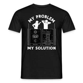 Lecteur de tarot Mon problème Ma solution Pictogramme Papa - T-shirt homme - noir - Devant - AI Model Male 178 light (178cm)