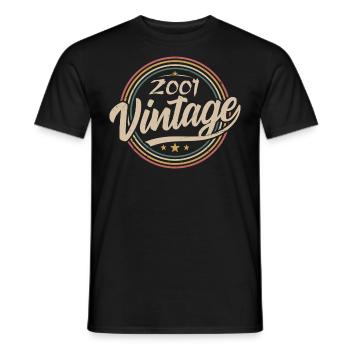 2001 Jahrgang 2001 Geburtstagsgeschenk - Retro Stil 2001 - Männer T-Shirt - Schwarz - Vorne - AI Model Male 178 light (178cm)