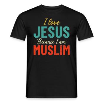 Ich liebe Jesus, weil ich Muslim bin Retro Muslim - Männer T-Shirt - Schwarz - Vorne - AI Model Male 178 light (178cm)