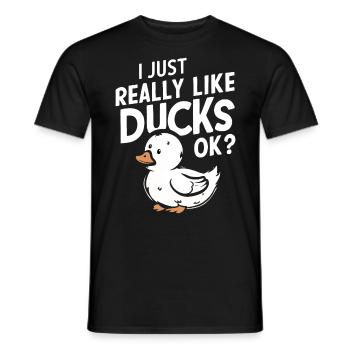 I Just Really Like Ducks Ok Funny Duck Geese - Men's T-Shirt - black - Front - AI Model Male 178 light (178cm)