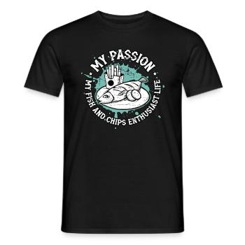 Fish And Chips My Passion My British Street Food - Männer T-Shirt - Schwarz - Vorne - AI Model Male 178 light (178cm)
