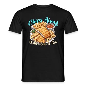 Fish and Chips Chips Ahoy Avec Une Cuisine Britannique - T-shirt homme - noir - Devant - AI Model Male 178 light (178cm)
