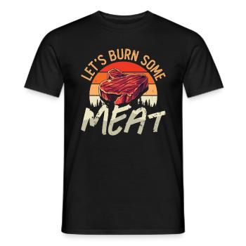 Pulled Pork BBQ Let's Burn Some Meat Pork BBQ - Men's T-Shirt - black - Front - AI Model Male 178 light (178cm)