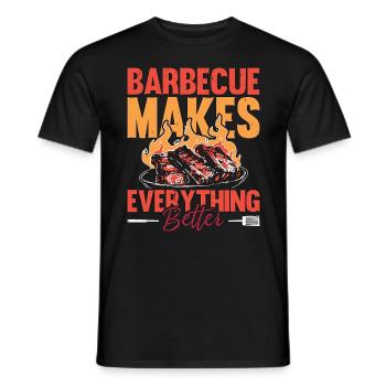 Le barbecue barbecue de porc effiloché rend la viande grillée amateur - T-shirt homme - noir - Devant - AI Model Male 178 light (178cm)