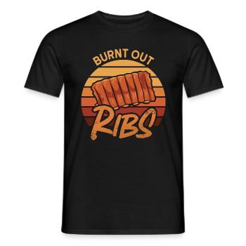 Ribs Barbecue Burnt Out Ribs Loves Grilled Meat - Männer T-Shirt - Schwarz - Vorne - AI Model Male 178 light (178cm)