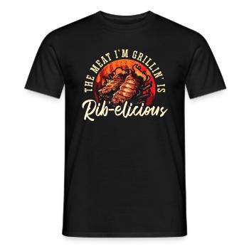 Côtes levées Barbecue La viande que je grille est des côtes levées fumées - T-shirt homme - noir - Devant - AI Model Male 178 light (178cm)