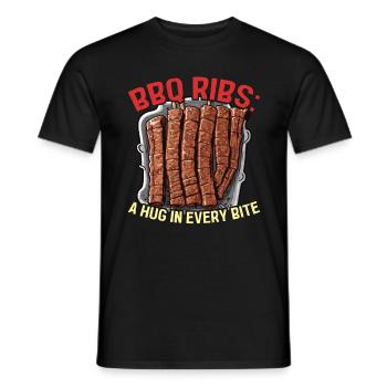 BBQ Ribs A Hug in Every Bite Barbecue Meat Lover - Männer T-Shirt - Schwarz - Vorne - AI Model Male 178 light (178cm)