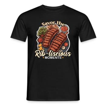 Ribs Barbecue Savor The Rib-liscious Meat Lover - Männer T-Shirt - Schwarz - Vorne - AI Model Male 178 light (178cm)