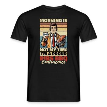Ribs Barbecue Morning Is Not My Time Meat Lover - Männer T-Shirt - Schwarz - Vorne - AI Model Male 178 light (178cm)