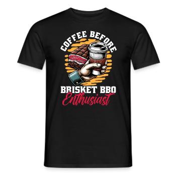 Brisket Barbecue Coffee Grilled Meat Coffee Lover - Men's T-Shirt - black - Front - AI Model Male 178 light (178cm)