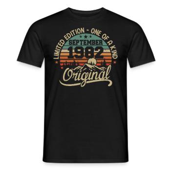 September 1982 Birthday Gift September 1982 - Men's T-Shirt - black - Front - AI Model Male 178 light (178cm)