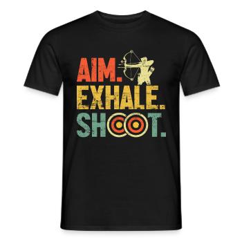 Funny Archery Retro Groovy Fletch Archery Hunting - Men's T-Shirt - black - Front - AI Model Male 178 light (178cm)