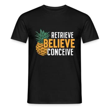 Retrieve Believe Conceive Funny IVF Pineapple - Men's T-Shirt - black - Front - AI Model Male 178 light (178cm)