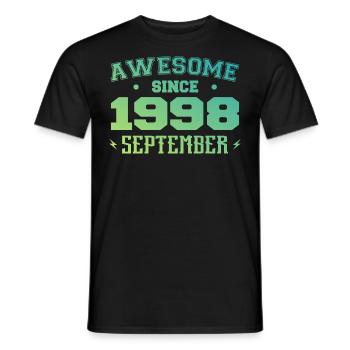 Septembre 1998 Cadeau Anniversaire Septembre 1998 - T-shirt homme - noir - Devant - AI Model Male 178 light (178cm)