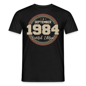 September 1984 September Birthday Gift 1984 - Men's T-Shirt - black - Front - AI Model Male 178 light (178cm)
