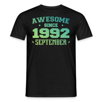 Septembre 1992 Cadeau Anniversaire Septembre 1992 - T-shirt homme - noir - Devant - AI Model Male 178 light (178cm)